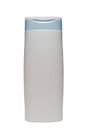 Grey bottle with blue cap shampoo gel isolated