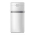 Grey bottle in rectangular shape isolated on white