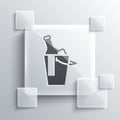 Grey Bottle of wine in an ice bucket icon isolated on grey background. Square glass panels. Vector Royalty Free Stock Photo