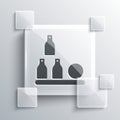 Grey Bottles ball icon isolated on grey background. Square glass panels. Vector Royalty Free Stock Photo
