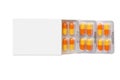 Grey box with orange pills in a blister pack Royalty Free Stock Photo