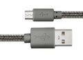 Grey braided wire usb to miniusb Royalty Free Stock Photo