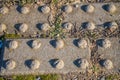 Grey brick pavement background close up. Gray stone tile block background Royalty Free Stock Photo