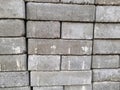 Grey brick wall background, grungy blocks of stonework technology color horizontal architecture wallpaper