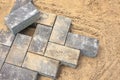 Grey bricks on a construction site Royalty Free Stock Photo