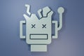 Grey Broken robot icon isolated on purple-blue background. Artificial intelligence, machine learning, cloud computing Royalty Free Stock Photo