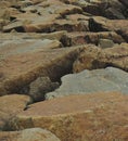 Grey and brown boulders