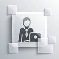 Grey Businessman icon isolated on grey background. Business avatar symbol user profile icon. Male user sign. Square