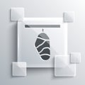 Grey Butterfly cocoon icon isolated on grey background. Pupa of the butterfly. Square glass panels. Vector