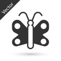 Grey Butterfly icon isolated on white background. Vector