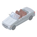 Grey cabriolet car icon, isometric style