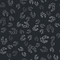 Grey Cactus icon isolated seamless pattern on black background. Vector Royalty Free Stock Photo