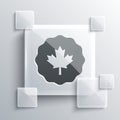 Grey Canadian maple leaf icon isolated on grey background. Canada symbol maple leaf. Square glass panels. Vector Royalty Free Stock Photo