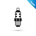 Grey Car spark plug icon isolated on white background. Car electric candle. Vector