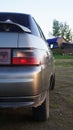 Grey car on the street in Russia Royalty Free Stock Photo