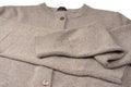 Grey cardigan texture as a background. Knitted pattern. Top view Royalty Free Stock Photo