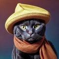 Grey Cat in a Hat created with Generative AI