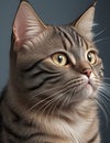 Grey cat isolated on grey background, cat potrait Royalty Free Stock Photo