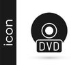 Grey CD or DVD disk icon isolated on white background. Compact disc sign. Vector Illustration Royalty Free Stock Photo