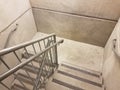 Grey cement stairs or steps and metal railing Royalty Free Stock Photo