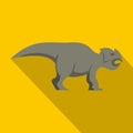 Grey ceratopsians dinosaur icon, flat style