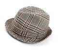 Grey checked trilby hat isolated on a white Royalty Free Stock Photo