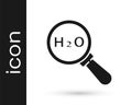 Grey Chemical formula for water drops H2O shaped icon isolated on white background. Vector Illustration Royalty Free Stock Photo