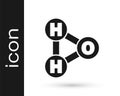 Grey Chemical formula for water drops H2O shaped icon isolated on white background. Vector Illustration Royalty Free Stock Photo