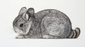 Realistic Chinchilla Rodent Portrait, Detailed Pencil Drawing on White Background Royalty Free Stock Photo