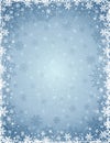 Grey christmas background with frame of snowflakes and stars Royalty Free Stock Photo