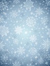 Grey christmas background with snowflakes and stars Royalty Free Stock Photo