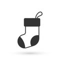 Grey Christmas stocking icon isolated on white background. Merry Christmas and Happy New Year. Vector Royalty Free Stock Photo