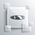 Grey Cigar icon isolated on grey background. Square glass panels. Vector