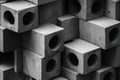 Grey cinder blocks stacked for construction site use Royalty Free Stock Photo