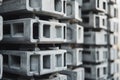 Grey cinder blocks stacked for construction site use Royalty Free Stock Photo
