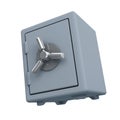 Grey closed safe box 3D render. Isolated