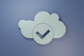 Grey Cloud with check mark icon isolated on purple-blue background. Cloud storage data protection. Cloud computing Royalty Free Stock Photo