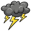 Grey Cloud Dark Flash Thunder Lightning Bolt Vector Illustration Cool Doodle Drawing