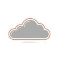 Grey cloud with orange outline against a white background for weather icon or cloud computing concept Royalty Free Stock Photo