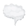 Grey cloud, smoke or fog in cartoon style isolated on white background. Weather element, fluffy bubble. Royalty Free Stock Photo