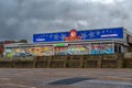 Dark clouds over amusement arcade, Hunstanton, Norfolk.