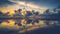 Grey clouds float in coloured sky over Ko Pha-ngan island