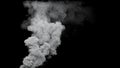 Grey co2 emissions smoke exhaust from volcano on black, isolated - industrial 3D illustration