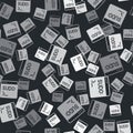 Grey Code terminal icon isolated seamless pattern on black background. Browser window with command line. Command panel Royalty Free Stock Photo