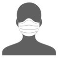 Grey color Human icon wearing white mask