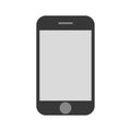 Grey color mobile phone smartphone front view with light grey empty screen. Mobile phone vector icon eps10.