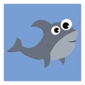 Grey-colored cartoon shark over blue background with bulging eyes vector or color illustration Royalty Free Stock Photo