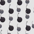 Grey colored seamless pattern with simple style dynamite bomb shapes. Cartoon doodle ornament Royalty Free Stock Photo