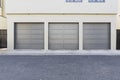 Grey colored three car garage Royalty Free Stock Photo