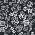 Grey Computer api interface icon isolated seamless pattern on black background. Application programming interface API Royalty Free Stock Photo